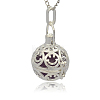 Silver Color Plated Brass Hollow Round Cage Pendants KK-J216-07S-2