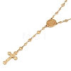 Crucifix Cross with Oval Rosary Bead Necklace NJEW-E070-33G-1-2