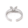 Clear Cubic Zirconia Butterfly Open Cuff Ring RJEW-B028-02P-3