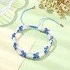 Woven Glass Flower Adjustable Braided Bead Bracelets for Women BJEW-MZ00100-04-2