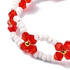 Woven Glass Flower Adjustable Braided Bead Bracelets for Women BJEW-MZ00100-05-3