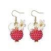 2 Pairs Strawberry ABS Plastic Imitation Pearl Dangle Earrings EJEW-JE06761-4
