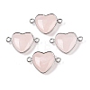 Natural Rose Quartz Love Heart Pendants G-T138-205H-P-1