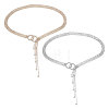 2Pcs 2 Colors Brass & Iron Full Crystal Rhinestone Chain Belts with Double Rings Buckles AJEW-FG0006-30B-1