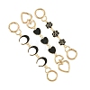 3Pcs 3 Styles Alloy Black Enamel Flower Moon Heart Link Bag Extender Chains HJEW-YW00084-06-1