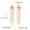 304 Stainless Steel Pave Clear Cubic Zirconia Star Tassel Earrings for Women WG0B521-01-3