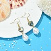 Natural Abalone Shell and Shell Pearl Dangle Earrings EJEW-JE07432-01-1