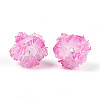 Polymer Clay Rhinestone Beads with Embossed Resin Roses RESI-T059-04H-2
