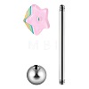 304 Stainless Steel & Resin Colorful Star Straight Barbell 15 Gauge Piercing Tongue Rings for Women Men WGB9B34-01-3