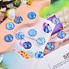Blue and White Printed Glass Cabochons sgGGLA-SZ0001-13-6