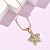 304 Stainless Steel Micro Pave Sky Blue Cubic Zirconia Pendant Necklaces for Women NJEW-Z103-01G-02-2