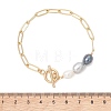 Rice Natural Cultured Freshwater Pearl & Brass Paperclip Chain Bracelets for Women BJEW-JB13543-01-2