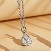 Brass Pave Clear Cubic Zirconia Teardrop Pendant Necklaces for Women WGBD698-02-1