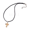 Natural Crazy Agate Cross Pendant Necklaces NJEW-JN04624-03-4