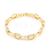 Oval Brass Micro Pave Clear Cubic Zirconia Link Chain Bracelets for Women BJEW-T025-03B-G-2
