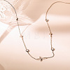 Religion 304 Stainless Steel Pave Clear Cubic Zirconia Cross Link Chain Necklaces for Women WGE3C6C-02-2