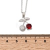 Brass Pave Clear and Red Cubic Zirconia Cherry Pendant 304 Stainless Steel Cable Chain Necklaces for Women NJEW-H092-05P-5