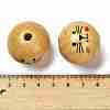 Printed Natural Wood European Beads WOOD-XCP0001-96-3