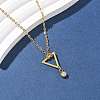 304 Stainless Steel Crystal Rhinestone Geometric Pendant Cable Chain Necklaces NJEW-Z073-01G-02-2