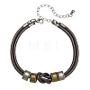 Leather Cord & Alloy Double Layers Bracelets WG349E3-02-2