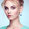 20 Pairs 10 Colors Glass Rhombus Dangle Leberback Earrings EJEW-AR0001-07-5