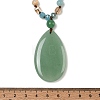 Natural Green Aventurine Teardrop Pendant Glass Beaded Long Necklaces GG-CBAE048-01C-5