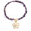 Summer Faux Pearl 304 Stainless Steel Flower Pendant Natural Amethyst Chip Beaded Necklaces for Women WGDF0A1-01-1
