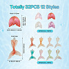 32Pcs 12 Styles Fishtail Shape Transparent Acrylic & Resin Pendants TACR-TA0001-16-16