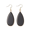 Natural Obsidian Teardrop Dangle Earrings EJEW-G331-01G-03-2