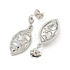 Leaf Brass Pave Clear Cubic Zirconia Dangle Earrings EJEW-M258-37P-2