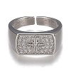 Brass Micro Pave Clear Cubic Zirconia Cuff Rings RJEW-H538-15-2