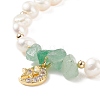 Natural Green Aventurine Chips & Pearl Beaded Bracelet BJEW-JB08236-03-4