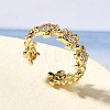 Brass Micro Pave Clear Cubic Zirconia Cuff Rings for Women RJEW-Q008-13G-1