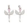 Brass Micro Pave Pink Cubic Zirconia Pendants CU-CBABDE1-10P-1