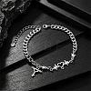 201 Stainless Steel Heart Key with Angel Wings Charm Bracelets for Men Women WG5D024-01-3