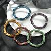 Dyed Natural Lava Rock Flat Round Beaded Stretch Bracelets for Women BJEW-JB09716-2
