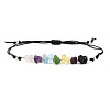 Natural Mixed Gemstone Chips & Brass Beads Link Bracelets CL3934-5-1