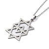 Non-Tarnish 201 Stainless Steel David Star Pendant Necklace with Cable Chains NJEW-Q317-07P-3