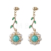 4 Pairs Flower 304 Stainless Steel Cubic Zirconia Dangle Stud Earrings EJEW-TA00800-3