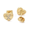 Rack Plating Brass Micro Pave Clear Cubic Zirconia Stud Earrings EJEW-K299-01G-X-4