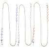 3Pcs 3 Colors Iron & Resin Heart Eyeglasses Chains AJEW-CN0007-85-7
