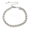 Non-Tarnish 304 Stainless Steel Wheat Chain Bracelets for Women BJEW-G707-01P-1