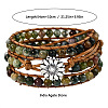 Adjustable Alloy Flower Natural Indian Agate Round Beaded Wrap Bracelets for Women WGB06FC-01-6