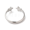 304 Stainless Steel Double Star Open Cuff Ring for Women RJEW-K245-27P-2