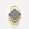 Golden Plated Brass Micro Pave Cubic Zirconia Clasps ZIRC-S061-133-2