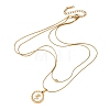 304 Stainless Steel with Natural White Shell Square Disc Pendant Double Layer Necklaces NJEW-K300-06B-G-2