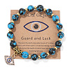 Synthetic Turquoise Round Beads Stretch Bracelets FS-WG18FCB-04-1