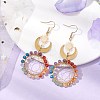 Chakra Natural Mixed Stones Copper Wire Wrapped Dangle Earrings EJEW-TA00503-2