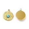 Natural Turquoise Flat Round with Eye Charms STAS-J401-VC559-2