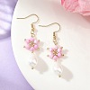 Anti-Tarnish Electroplate Bicone Glass Pearl Teardrop Beads Dangle Earrings EJEW-MZ00765-03-1